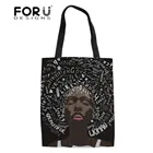 FORUDESIGNS, черные художественные африканские девушки, льняные сумки-тоуты с принтом, женские сверхпрочные сумки для покупок, женские многоразовые сумки-шопперы для женщин