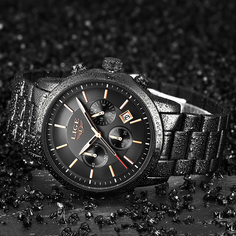LIGE мужские s часы лучший бренд класса люкс водостойкие Дата Часы стальной ремень