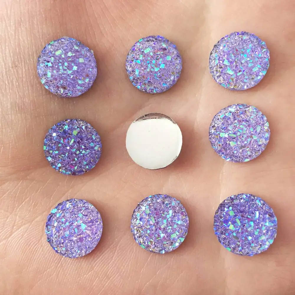 Purple 40 шт., блестящие стразы AB из смолы, 12 мм, руда, круглые с плоской задней стороной, скрапбук, сделай сам, аксессуары для изготовления ювелирных изделий, PD67 - Цвет: Purple