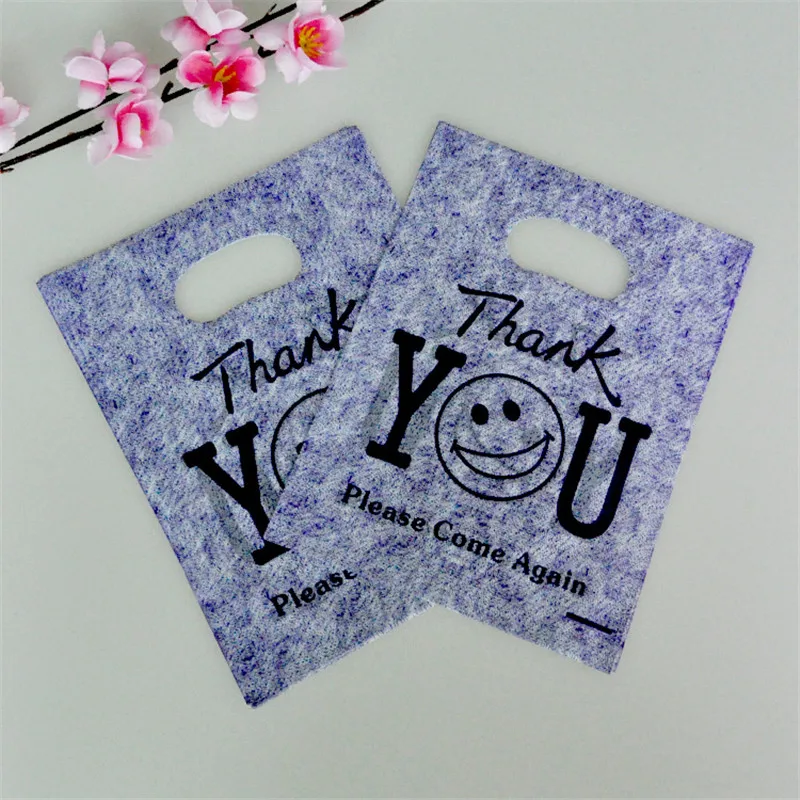 100 шт./компл. 15x20 см пластиковый подарочный пакет с надписью Thank You Smile ручка для
