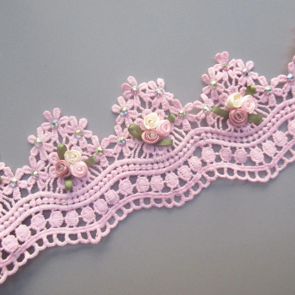 Жемчужные бусины стразы 30 см Цветочная кружевная ткань отделка краев лента