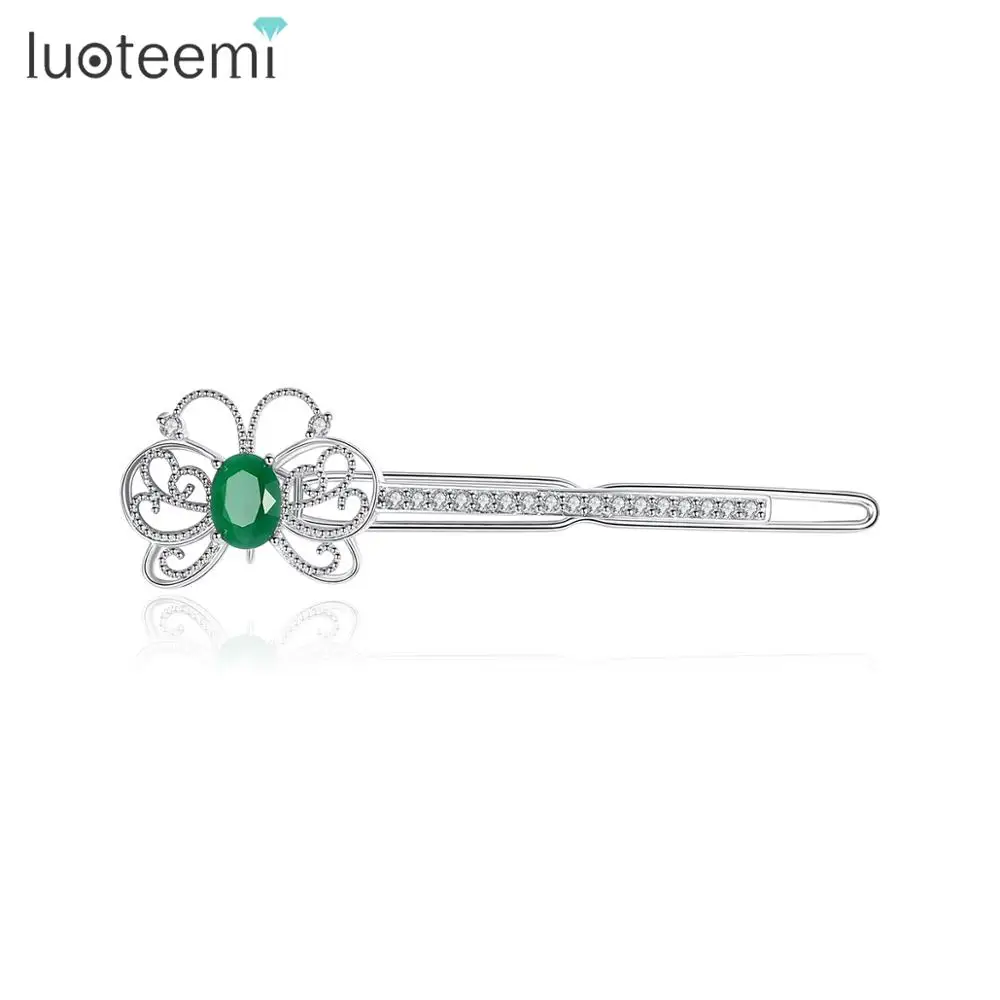 Заколка бабочка LUOTEEMI с дизайном для женщин свадебные аксессуары волос блестящие