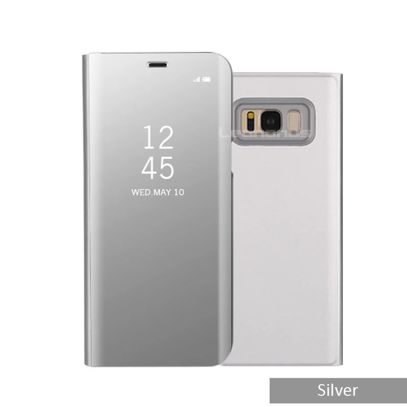 Чехол Leanonus с подставкой для samsung Galaxy S6, S6Edge, S7, S7 Edge, умный чехол для просмотра, прозрачный зеркальный чехол с откидной крышкой - Цвет: Silver