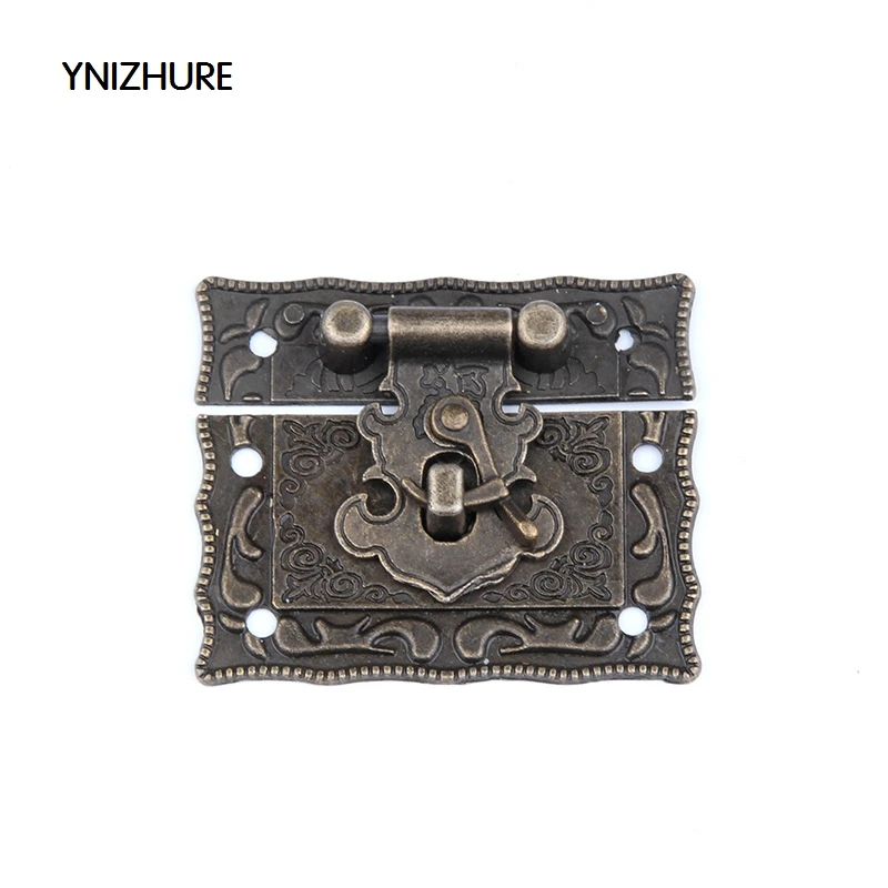 

10 Sets Antique Brass Metal Hook Purse Hasp Lock Vintage Wooden Jewelry Box Latches Clasp Hasps Buckle 43*51mm Free Shipping
