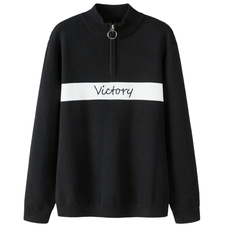 Мужской трикотажный свитер в рубчик с воротником-стойкой на молнии | Мужская