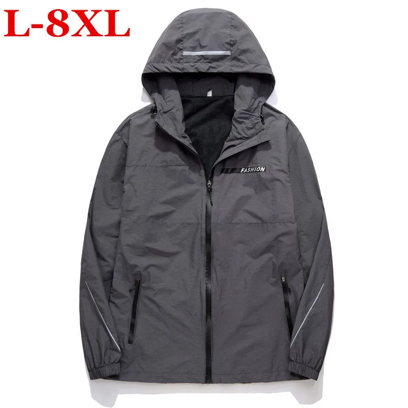10 XL размера плюс весна осень куртка бомбер с капюшоном мужская Повседневная