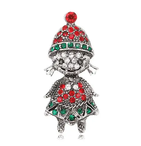 style6 Ретро Рождественская серия булавка Рождественская елка колокольчики Пингвины Снеговики Санта Клаус Украшенные разноцветными стразами брошь - Окраска металла: style6
