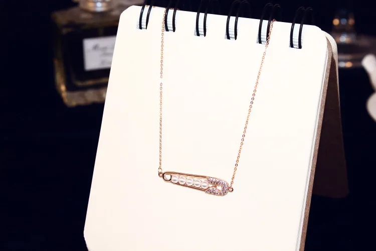 Классическое медное Настоящее розовое золото белое ожерелье с подвеской из