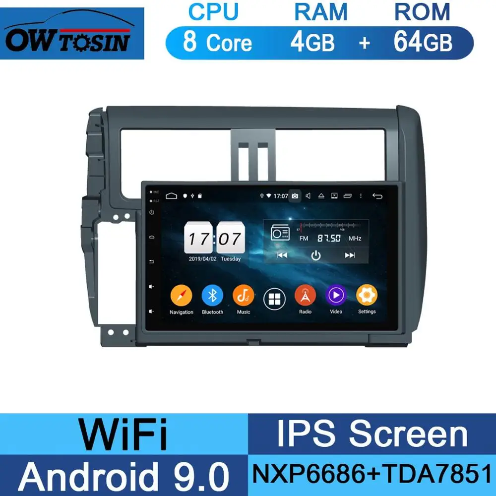64G " ips Android 9,0 8 ядерный 4G+ 64G Автомобильный мультимедийный плеер для Toyota Prado 150 Land Cruiser J150 2009-2013 gps Радио CarPlay Parrot - Цвет: 64G