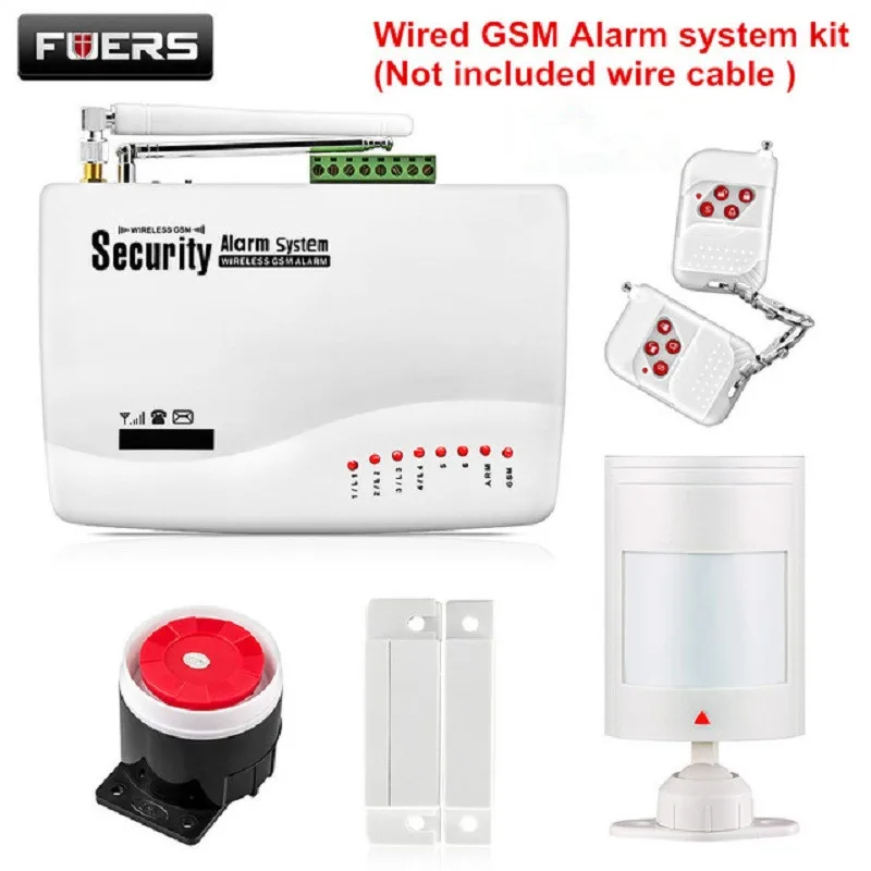 FUERS, русская, английская, голосовая, проводная, GSM сигнализация, двойная антенна, GSM, домашняя сигнализация, безопасность, приложение, контроль, защита, автоматический набор, сделай сам