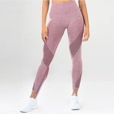 Pink Yoga Pants Однотонные штаны для йоги с высокой талией, спортивные Леггинсы, сетчатые легинсы для йоги в стиле пэчворк, женские спортивные штаны для фитнеса, бега, спортзала, спортивная одежда - Цвет: Pink Yoga Pants