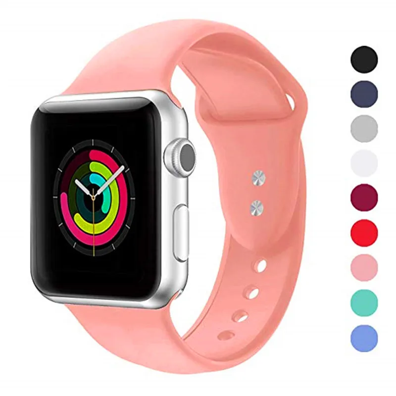 Спортивная мягкая силиконовая лента для наручных часов Apple Watch 4/3/2/1 Для мужчин's и Для женщин заменить Для мужчин t ремешок для наручных часов Iwatch серии 44/42/40/38 мм