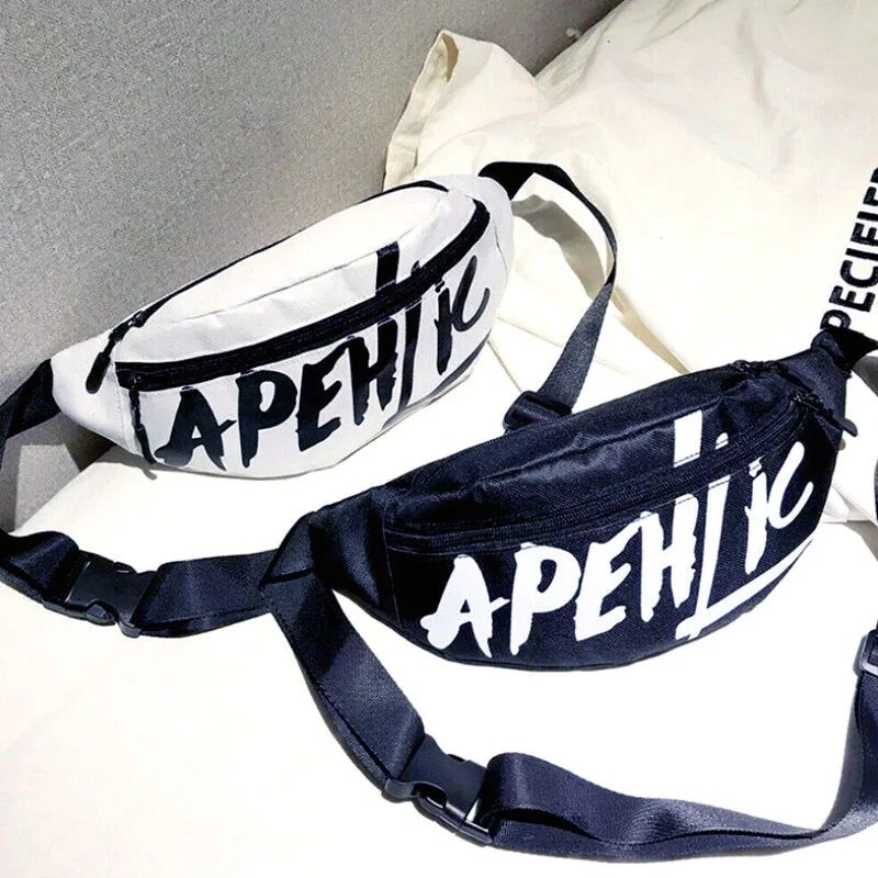 Модная женская крутая холщовая поясная сумка в стиле хип хоп с буквенным принтом