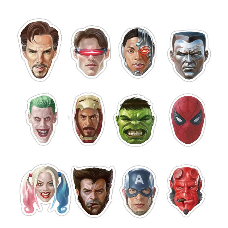 50 шт. новые персональные Marvel головы супер наклейки герои водонепроницаемый