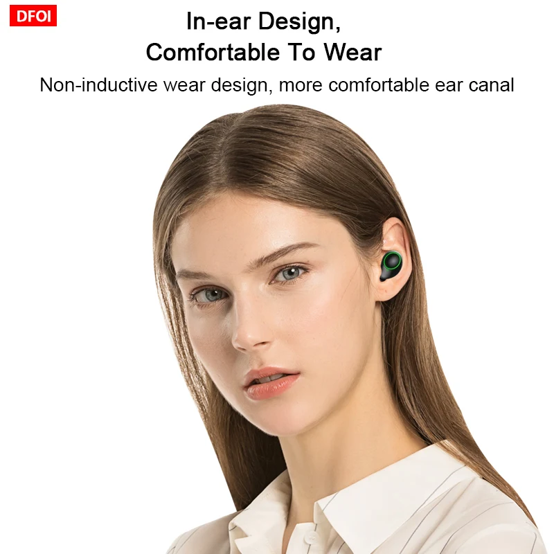 DFOI JS19, Bluetooth наушники, настоящие беспроводные Bluetooth наушники, 5,0, Спортивная гарнитура, TWS наушники, беспроводные наушники с микрофоном
