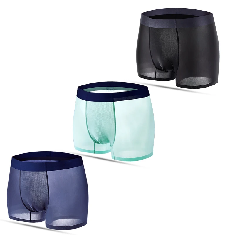 

Ultra-thin Ice Silk Sexy Underwear Men Boxers Solid Convex Mens Underpants Short Panties Slip Homme Cueca Gay Male Boxers K195