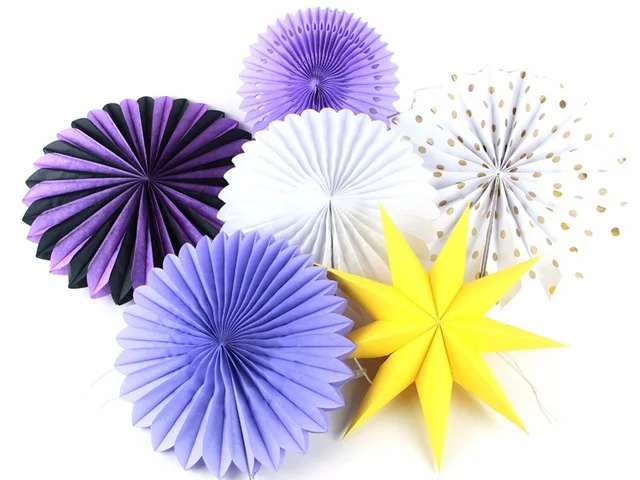 style 6 New Orange Set Paper Crafts Home Hanging Decoration Party Birthday Wedding Baby Shower Sunshine Bright Color Paper Fan - Цвет: style 6