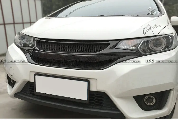 Автомобильный Стайлинг для Honda Jazz Fit GK5 14 17 углеродное волокно BG Style передний гриль