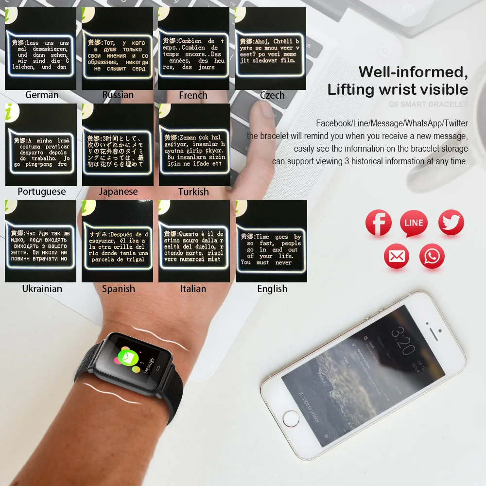 Смарт-часы VERYFiTEK Q9 для мужчин/женщин фитнес-трекер с функцией контроля кровяного