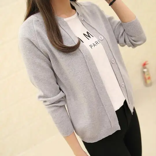 Jumper Women Spring Autumn Cardigan Long Sleeve Short Knitted Female Sweaters Tricot DF980 |