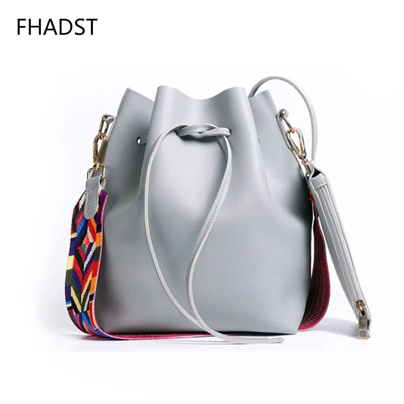2019 Новая модная разноцветная сумка ведро на ремне Женская Высококачественная