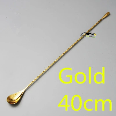 Gold 40cm 12 штук золото нержавеющая сталь смешивания Коктейльная ложка, спиральный узор бар чайная ложка мешалка ложка бар набор инструментов - Цвет: Gold 40cm