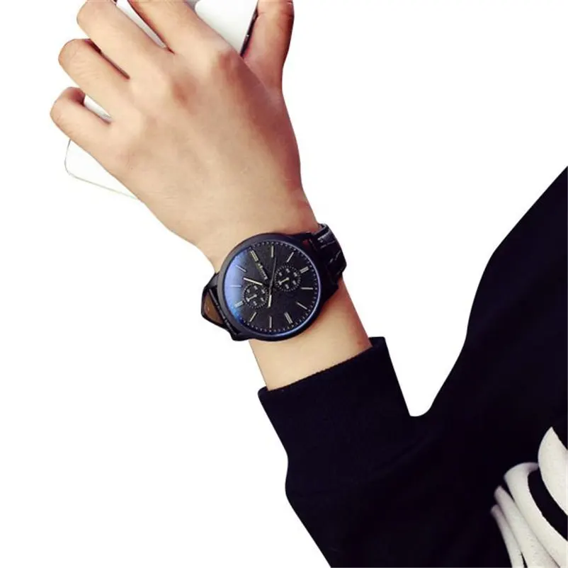 Часы наручные унисекс с большим циферблатом модные простые синим стеклом в стиле