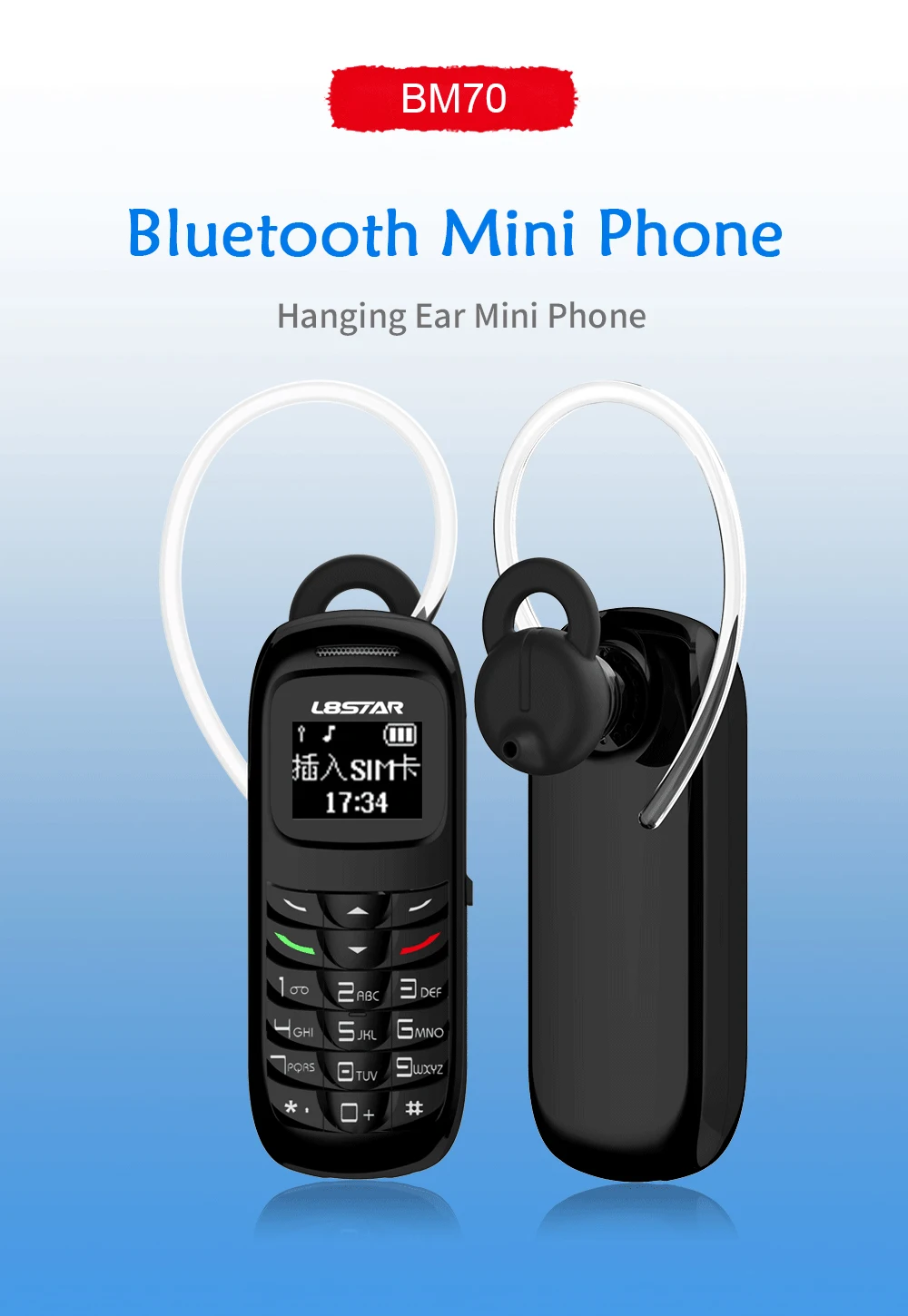 Новые BM70 Bluetooth наушники Беспроводная гарнитура Dialer стерео мини наушники карманный телефон Поддержка SIM карты набор вызова VS BM50