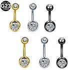 1 шт. титановые кольца для пирсинга пупка, стразы с одним кристаллом для пупка, кольца для пирсинга пупка Ombligo 58 мм, серьги в форме пупка 14 г