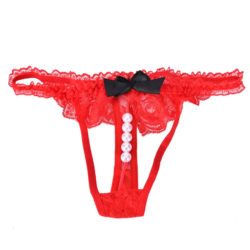 Сексуальные кружевные женские трусики с бантом и заниженной талией