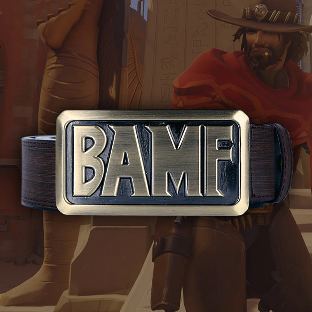 Ремень bamf для косплея коричневый ремень из искусственной кожи с пряжкой