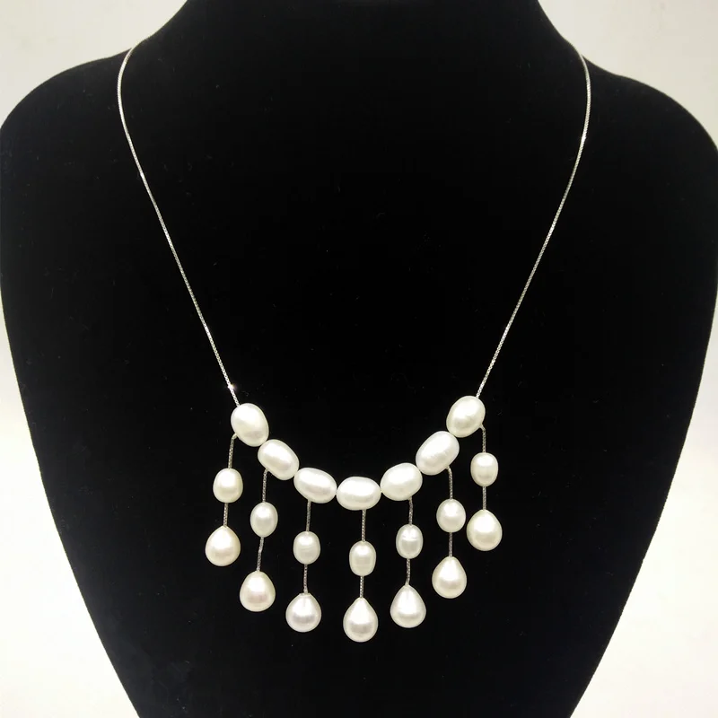 Женское ожерелье из серебра 925 пробы с натуральным жемчугом|designer jewelry|fashion jewelryjewelry