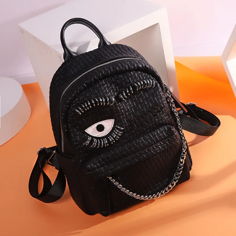 Женский рюкзак из овечьей кожи, новинка, кожаный рюкзак Ins Super Fire Eyes Wild, женский рюкзак из мягкой кожи для путешествий