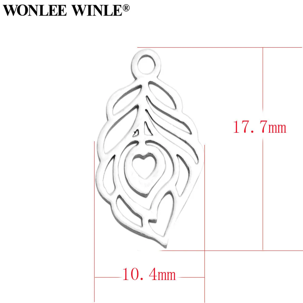 Wonlee Winle DIY 316 Stainless Steel Laser Incision Leaf Charms Pendants for Bracelet Necklace Jewelry Making | Украшения и