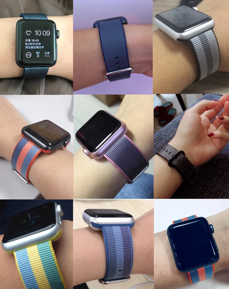 Лямка из нейлоновой ткани для наручных часов Apple watch, версии 44 мм 40 мм, correa, aplle watch 42 мм, 38 мм, браслет на запястье ремень наручных часов Iwatch, 4/3/2/1