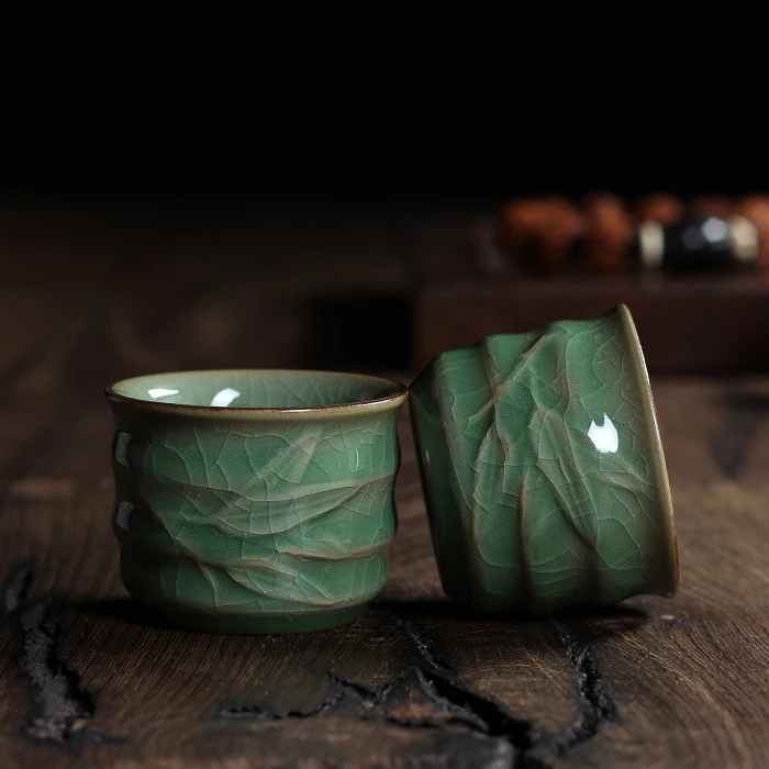 Geyao фарфоровая чашка Ge Kiln Китайский Longquan Celadon Gaiwan чайные чашки чаша Китай Celadon Crackle чайная чашка чашки 58 мл чайный набор