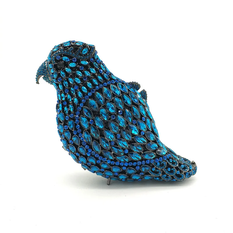 Color 3 blue Женские сумки из натуральной кожи Свадебные кошелек для свадьбы, вечеринки Женская Вечеринка сумка бриллиантами Птица Попугай расшитая кристаллами сумочка-клатч элегантный кристалл кошелек - Цвет: Color 3 blue