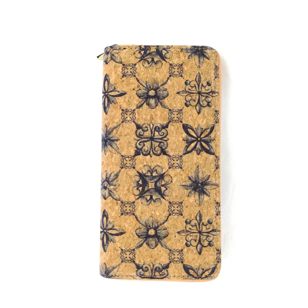 PORTUGAL TILE PRINT GENUINE CORK WALLETS WOMEN LONG WOODEN CARD HOLDERS | Багаж и сумки