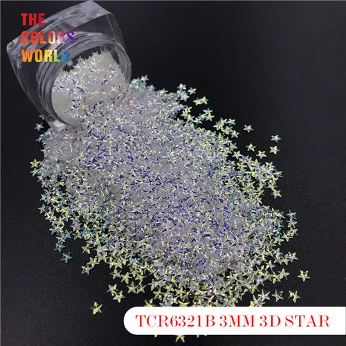 TCT-176 Звезда Форма 3D эффект красочный блеск 3 мм для гелевое украшение дизайн ногтей Блеск для ногтей макияж лицевой DIY украшения - Цвет: TCR6321B  200g