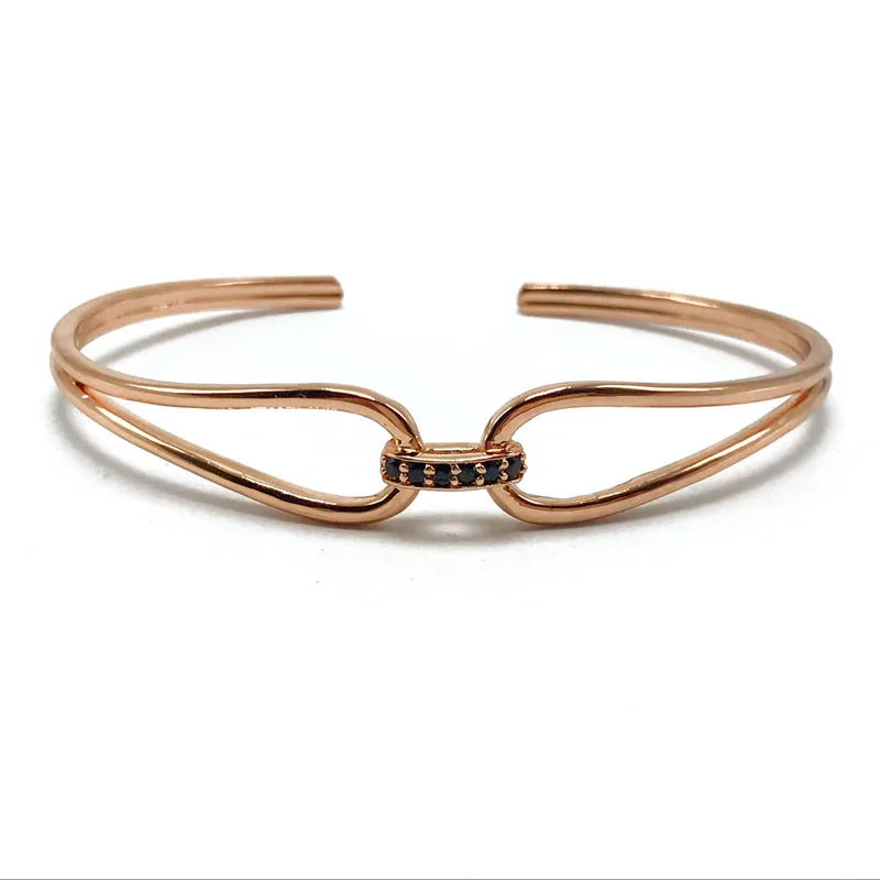 Браслет-манжета мужской/женский с микрозакрепкой золотистый/розовое