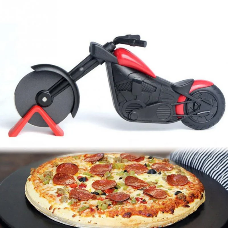 New Motorcycle Shape Stainless Steel Pizza Divider Pizza Tools Pizza Cutter Roller Tools