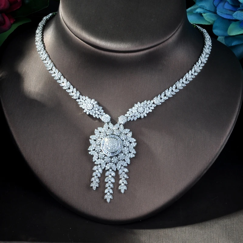 HIBRIDE Beauty Flower нигерийский CZ кристалл свадебные комплекты ювелирных изделий для