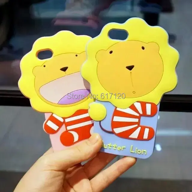 Newest 3D Cute Lovely Butter Lion Phone Case Cover for iPhone 6plus 6 5g 5s 4.7 5.5inch Cartoon Silicon Cell |