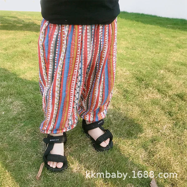 Детская одежда лето 2019 хлопковые клетчатые полосатые штаны для мальчиков и