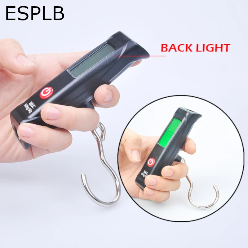 ESPLB цифровые весы для багажа 50 кг x 10 г мини портативные подвесные дорожные