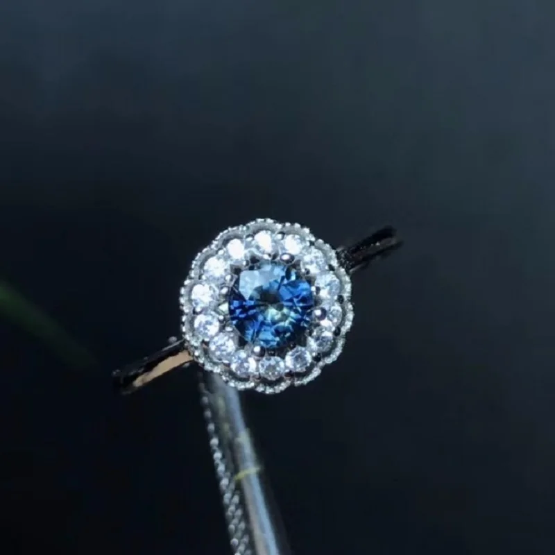 Uloveido Свадебные кольца с натуральным голубым топазом стандартное серебро женские
