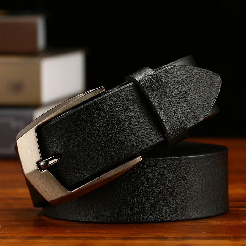 Male Cowhide Belts Brand Designer  Leather Belts for Men Vintage Style Pin Buckle Fashion Man Belts Jeans Accessories Men Gifts