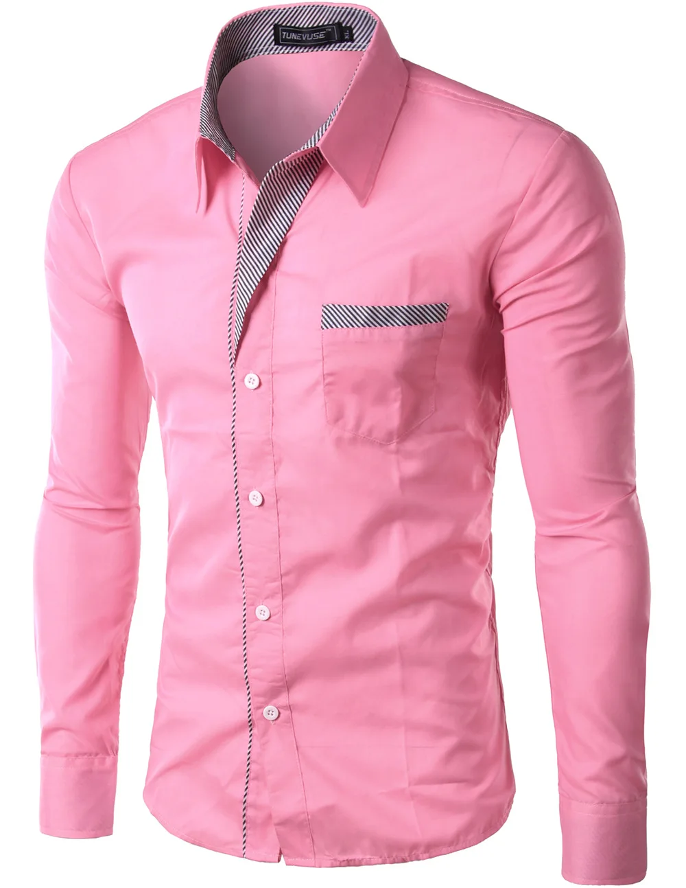 Pink Модный бренд Camisa Masculina рубашка с длинными рукавами для мужчин корейский тонкий дизайн формальная повседневная мужская рубашка Размер M-4XL - Цвет: Pink