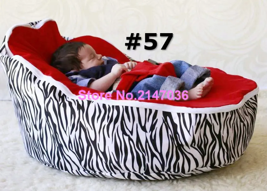 red zebra baby bean bag chair, baby beanbag sleep seat , portable 2 upper tops kids snuggle bean bag pods - free shipping