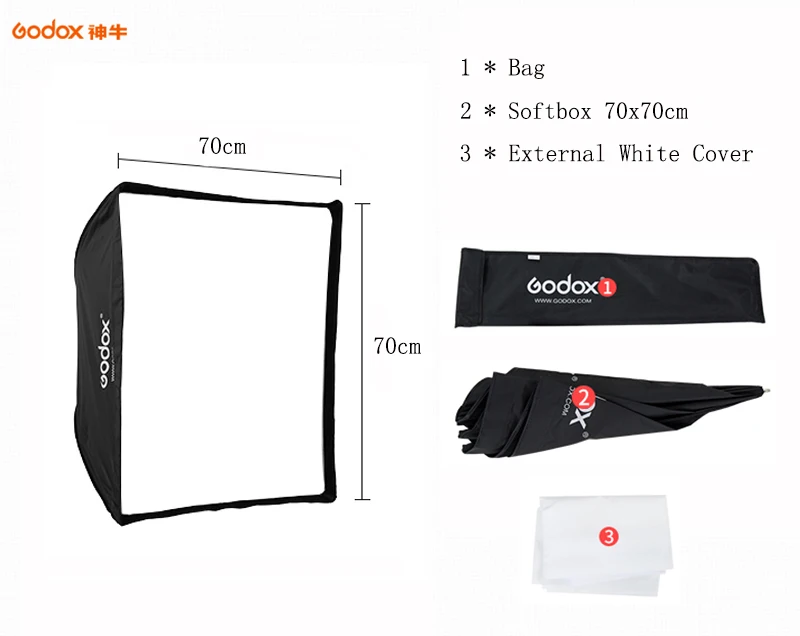 Godox 70x70 см портативный прямоугольник зонтик софтбокс рассеивающий отражатель для фотостудии Speedlite Light 70*70 см мягкая коробка